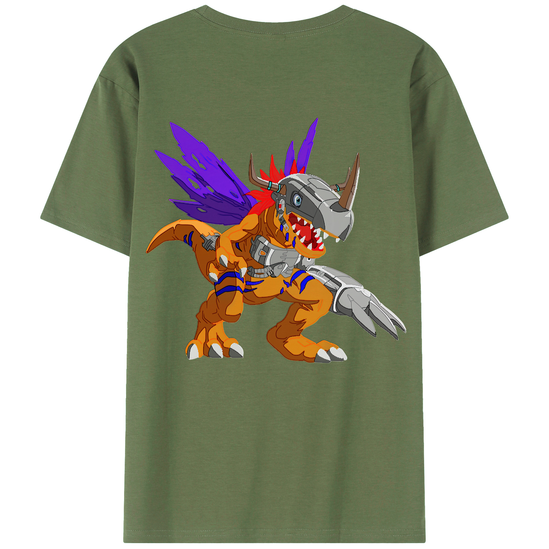 （画像用） Digimon デジタルモンスター/デジモン 綿100％ メンズ半袖Tシャツ（バックプリント） 通気性